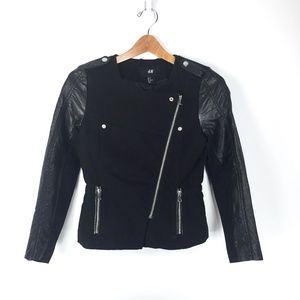 H&M Women's Moto Biker Jacket Black 32 / 2, NWOT
